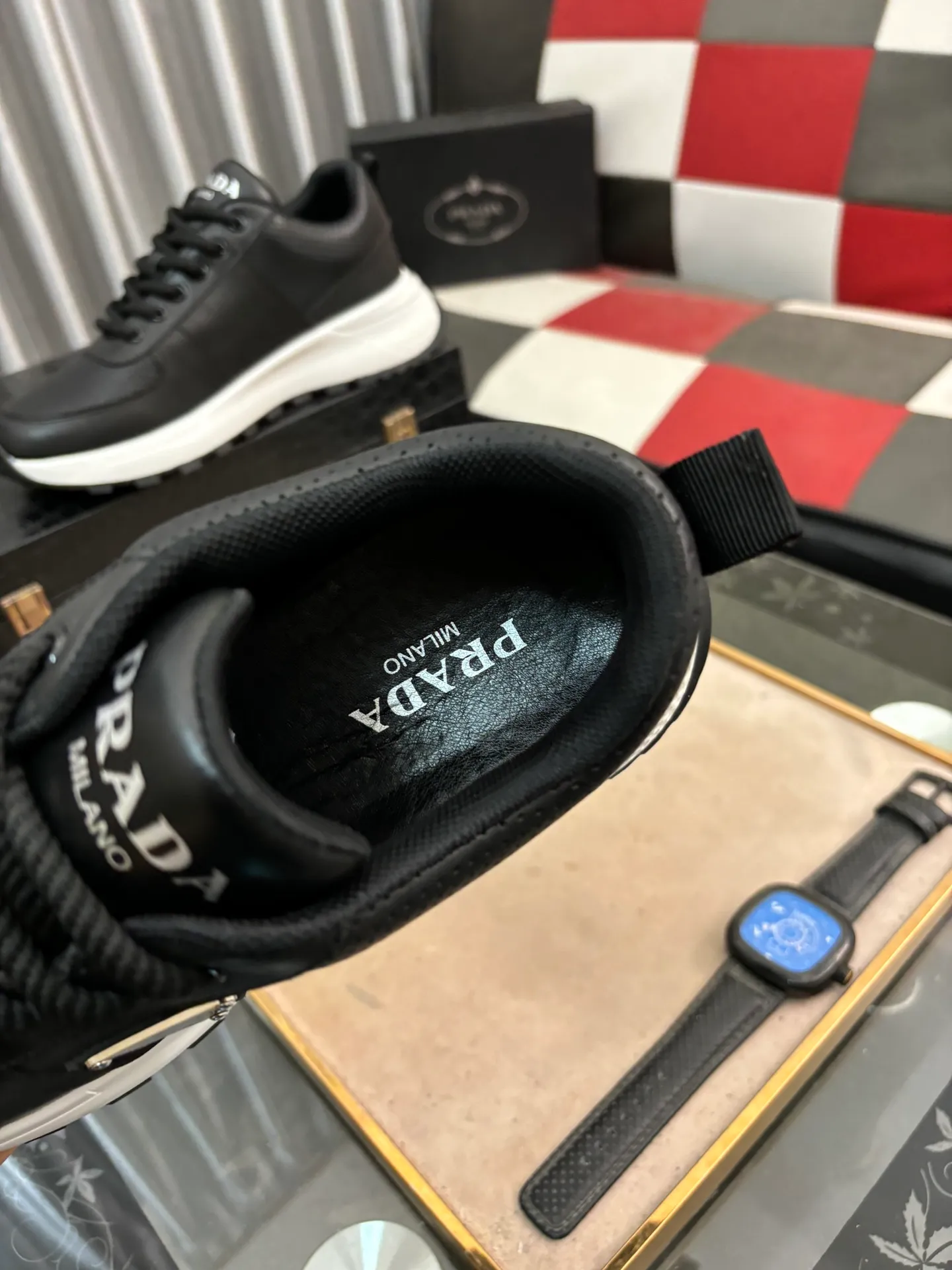 Men's shoes 💰440⌚️⌚️【PRADA】Prada Hong Kong counter casual shoes, counter quality, high-quality workmanship, uppers made of imported breathable fly mesh fabric, comfortable and breathable lining, original air cushion elastic outsole, casual fashion, high-end quality, size: 38-442️⃣Colors available